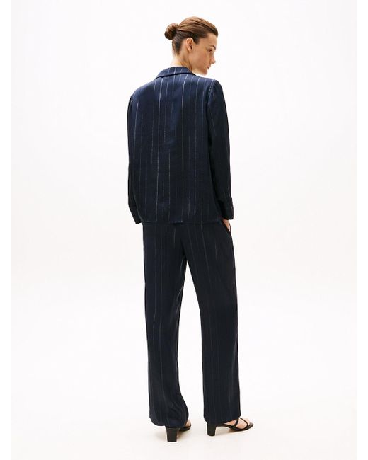Camicia Relaxed Fit A Righe Metallizzate di Tommy Hilfiger in Blue