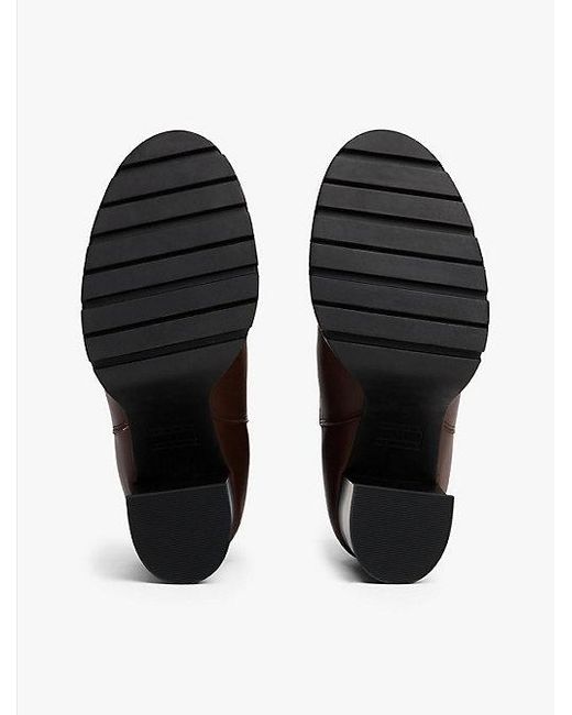 Tommy Hilfiger Leren Chelsea Boot Met Profielzool En Blokhak in het Brown