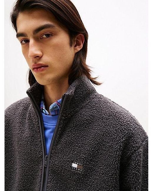 Tommy Hilfiger Relaxed Teddy Sweatshirt Met Rits En Badge in het Blue voor heren