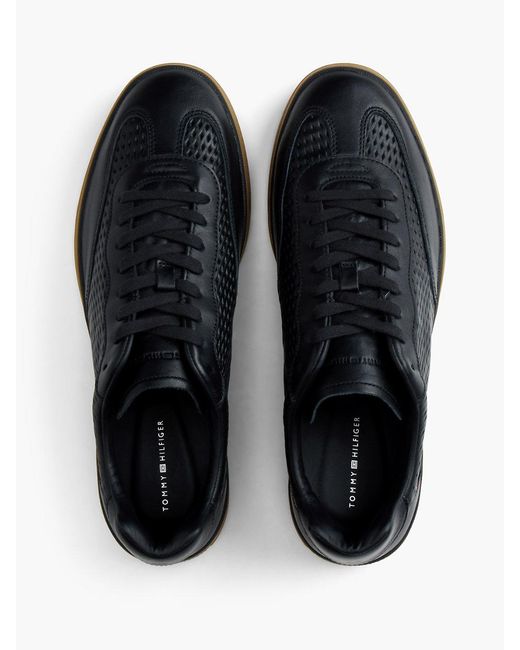 Tommy Hilfiger Blue Luxe Cutout Leather Trainers for men