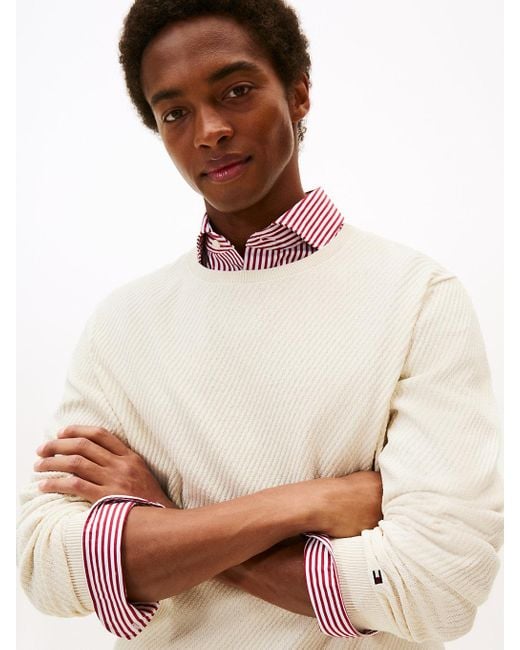 Pullover Smart Casual Termoregolante A Coste di Tommy Hilfiger in White da Uomo