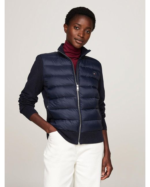 Tommy Hilfiger Blue Lightweight Mixed Texture Padded Jacket