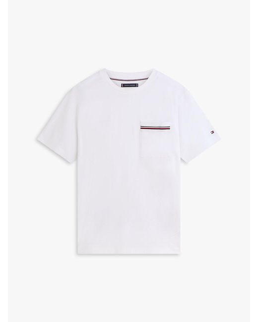 Tommy Hilfiger White Global Stripe Pocket Pique Jersey T-Shirt for men