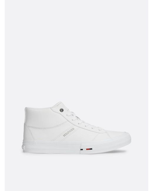 Tommy Hilfiger White Leather Lace-up High-top Trainers for men