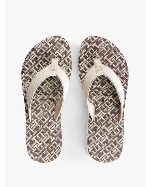 Tommy Hilfiger Natural Th Monogram Wedge Heel Flip-Flops