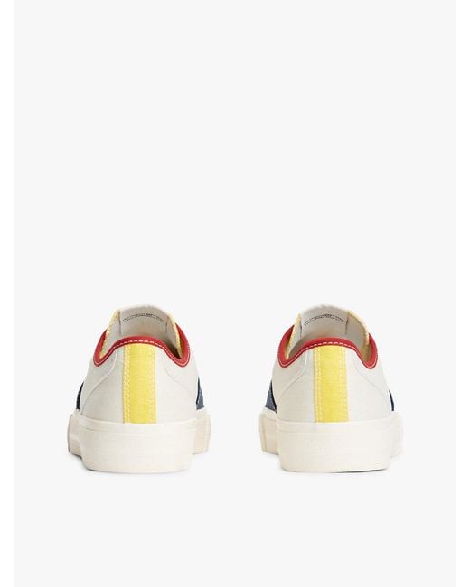 Tommy Hilfiger White Archive Canvas Colour-Blocked Trainers for men