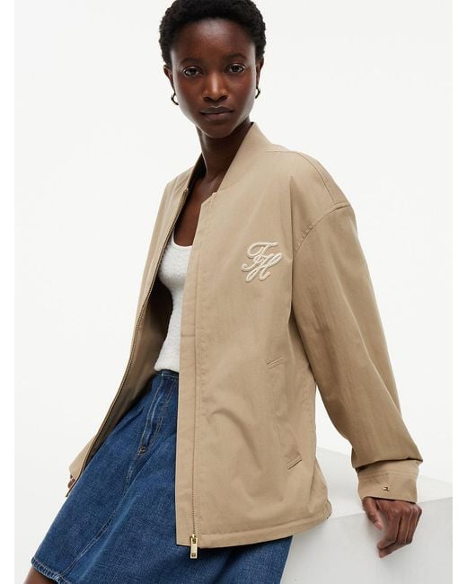 Tommy Hilfiger Natural Logo Appliqué Twill Bomber Jacket