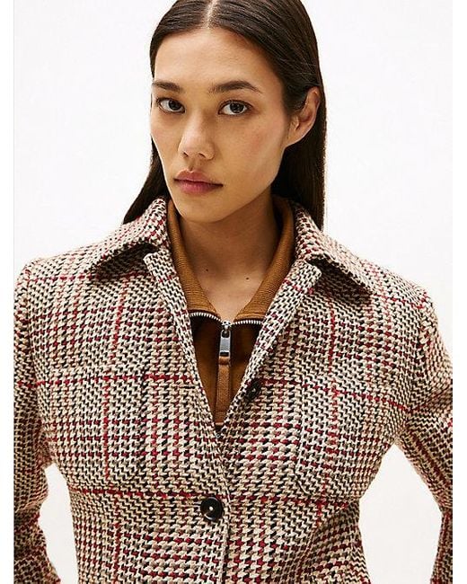 Americana De Tweed Con Botonadura Sencilla Tommy Hilfiger de color Brown