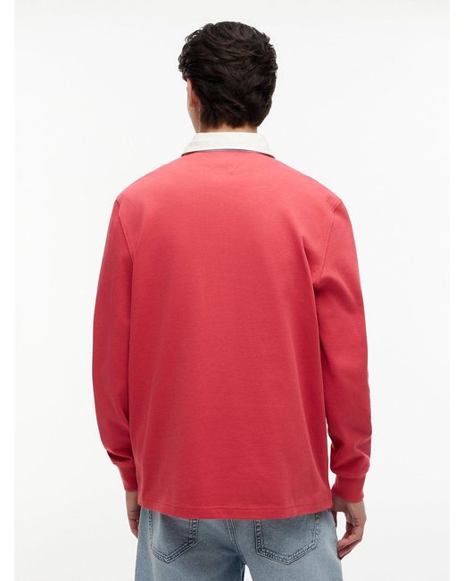 Tommy Hilfiger Red Tommy Badge Relaxed Rugby Shirt for men