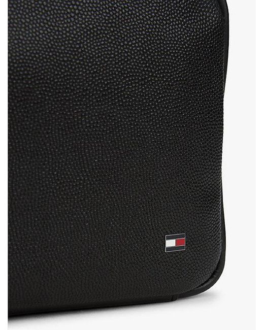 Tommy Hilfiger Leren Toilettas Met Hilfiger-Vlag in het Black voor heren