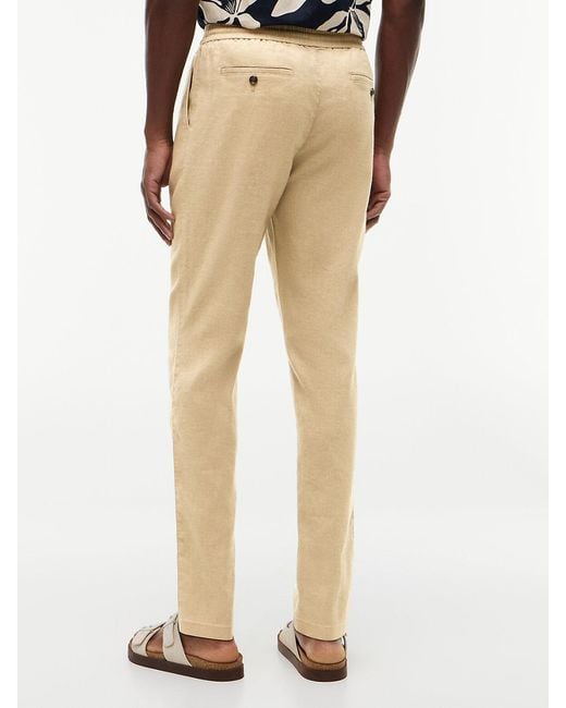 Tommy Hilfiger Natural Harlem Tapered Leg Linen Blend Chinos for men