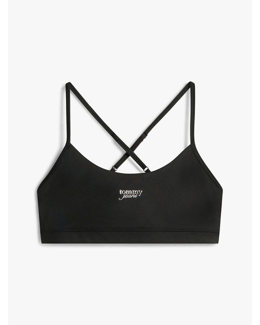 Tommy Hilfiger Black Athleisure Metal Logo Bralette Top