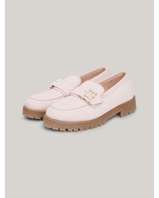 Tommy Hilfiger Pink Nubuck Leather Cleat Boat Shoes