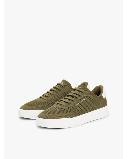 Tommy Hilfiger Green Logo Knit Court Trainers for men