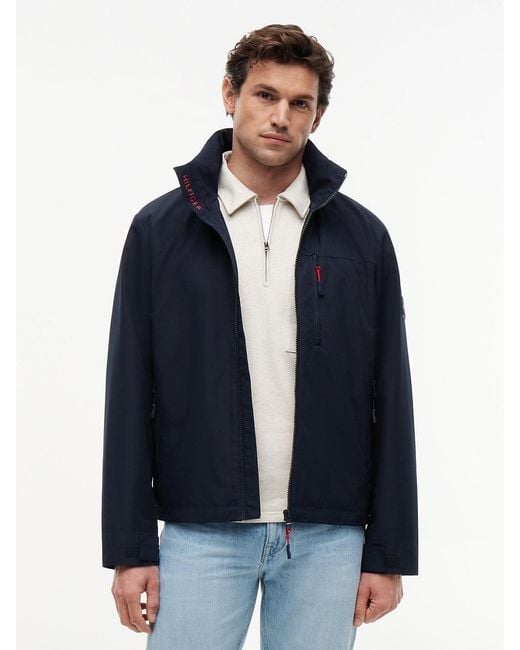 Tommy Hilfiger Blue Logo Collar Zip-Thru Jacket for men