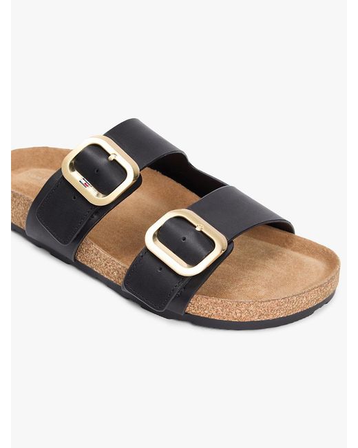 Tommy Hilfiger White Leather Double Strap Cork Sandals