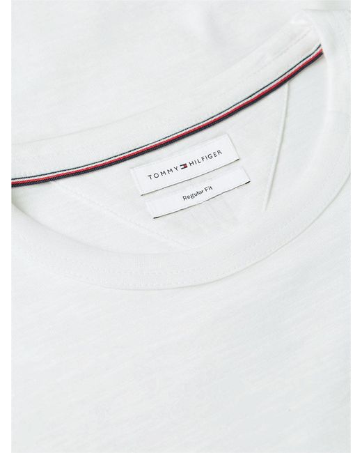 Tommy Hilfiger White Flag Embroidery Textured Crew Neck T-Shirt for men