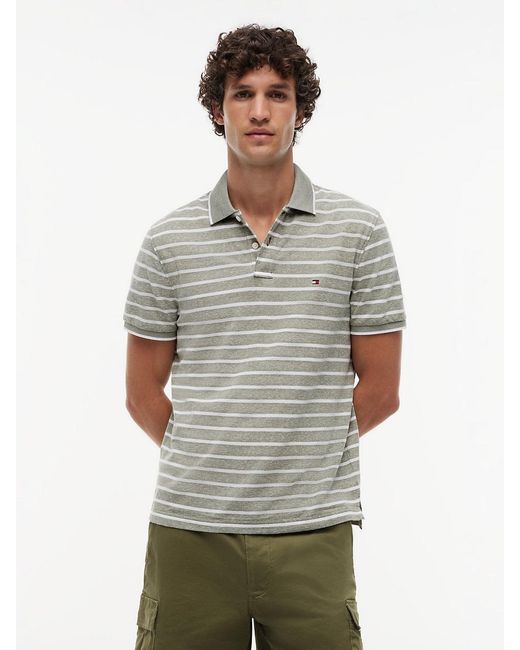 Tommy Hilfiger Gray Regular Fit Pique Polo Shirt With Linen for men
