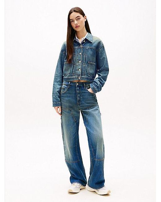 Tommy Hilfiger Blue Leichte Relaxed Fit Jeansjacke Mit Logo