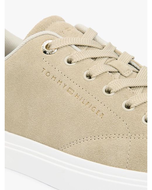Tommy Hilfiger White Suede Metallic Logo Cupsole Trainers