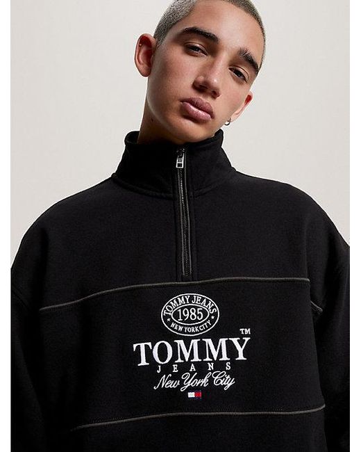 Tommy Hilfiger Relaxed Fit Sweatshirt Met Logo En Halve Rits in het Black voor heren
