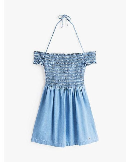 Tommy Hilfiger Blue Fit-And-Flare-Minikleid Aus Chambray