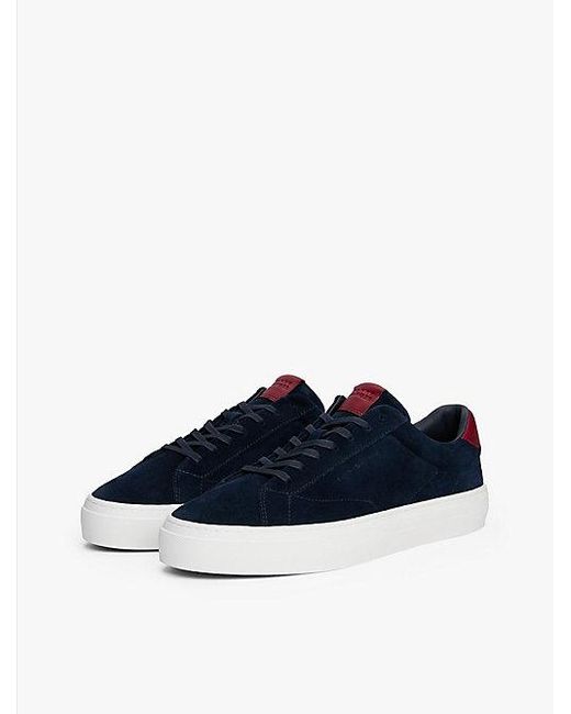 Tommy Hilfiger Suède Sneaker Met Cupsole in het Blue voor heren