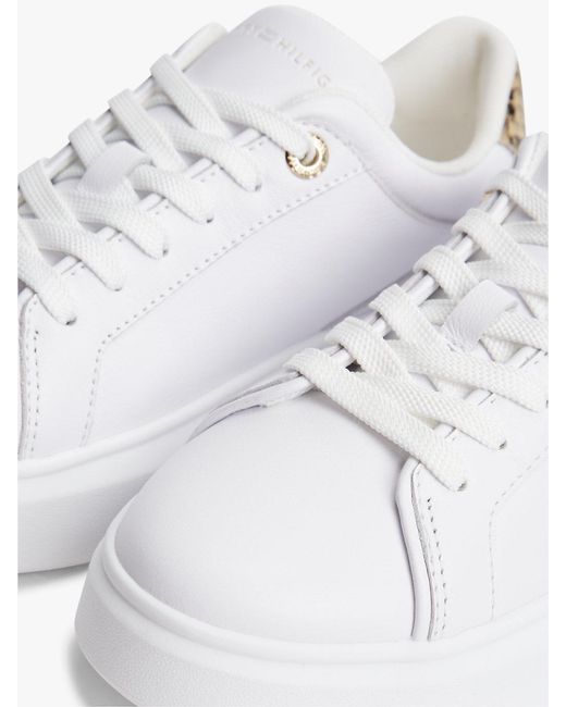 Tommy Hilfiger White Snake Print Heel Leather Platform Trainers