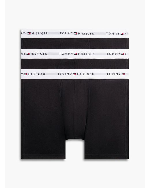 Tommy Hilfiger Black 3-Pack Signature Contrast Waistband Boxer Briefs for men