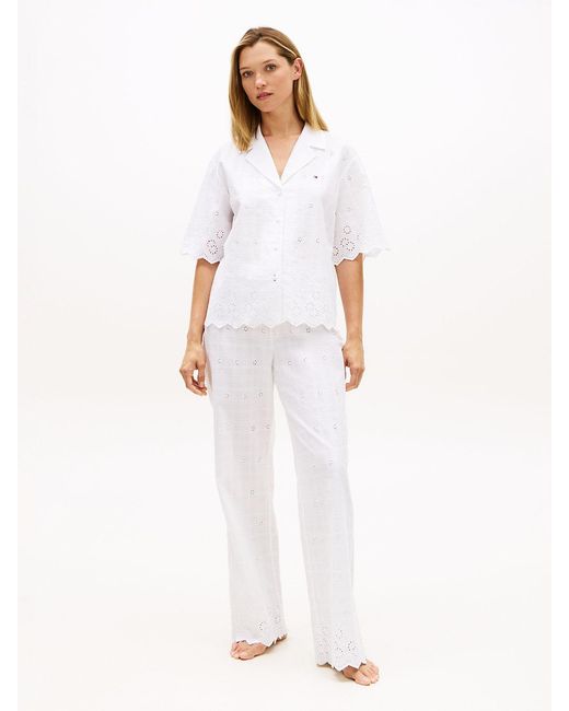 Tommy Hilfiger White Essential Broderie Anglaise Pyjama Bottoms