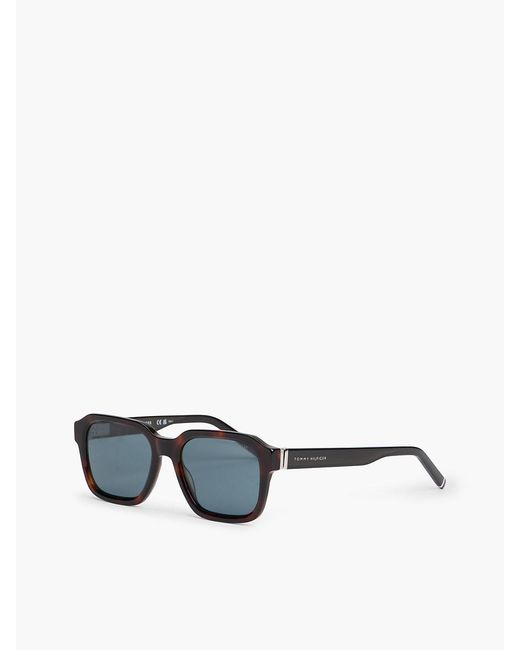 Tommy Hilfiger White Signature Tip Square Sunglasses for men