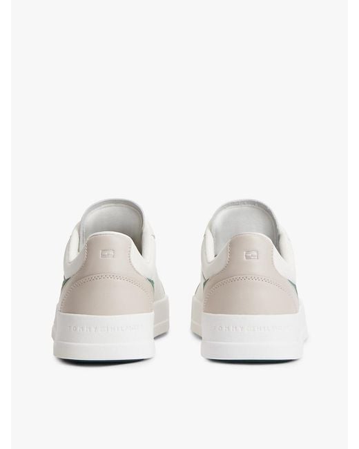Tommy Hilfiger White Signature Colour-Blocked Leather Court Trainers for men