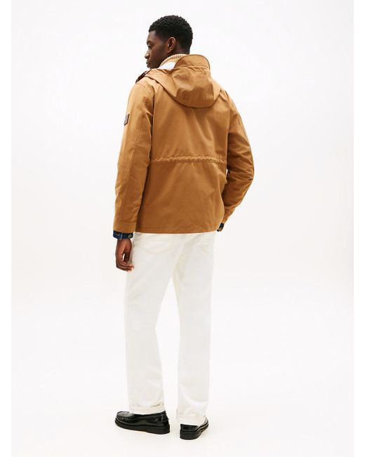 Giacca Idrorepellente Con Cappuccio di Tommy Hilfiger in Brown da Uomo