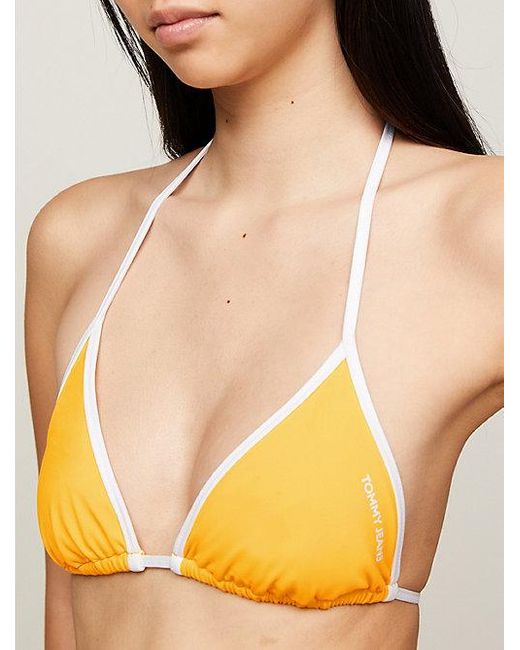 Tommy Hilfiger Triangel-bikinitop Met Halternek in het Yellow