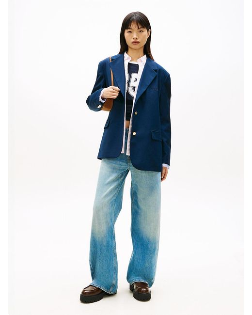 Tommy Hilfiger Blue Boyfriend Fit-Tone Button Blazer