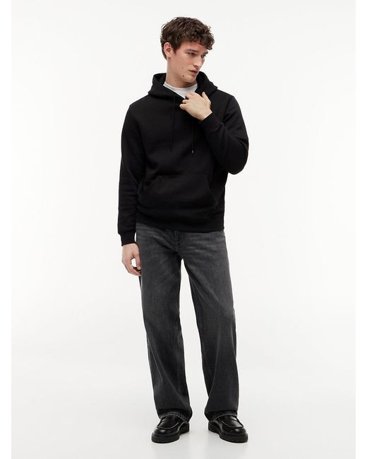 Tommy Hilfiger Black Flag Embroidery Fleece Drawstring Hoody for men