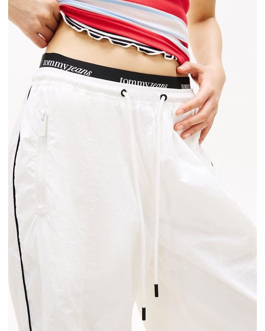 Tommy Hilfiger White Repeat Logo Tape Wide Leg Joggers