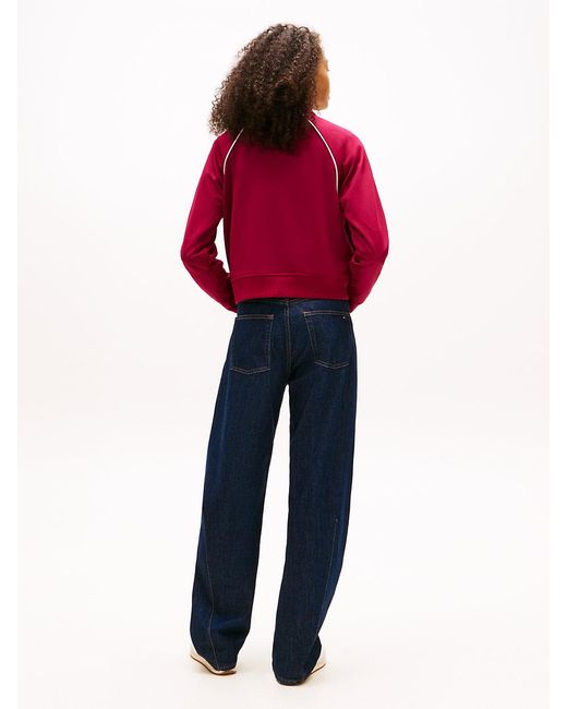 Tommy Hilfiger Red Tommy Badge Interlock Knit Track Jacket