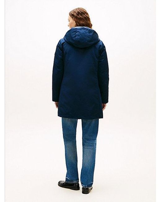 Tommy Hilfiger Gewatteerde Parka Met Contrasterende Capuchon in het Blue