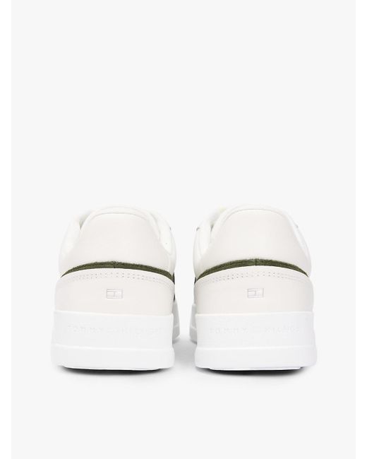 Tommy Hilfiger White Leather Contrast Panel Court Trainers for men