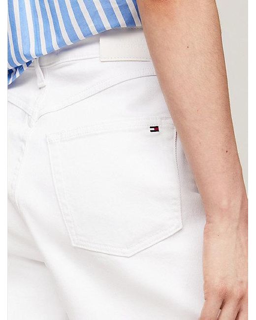 Tommy Hilfiger White Straight Jeans-Shorts mit hohem Bund