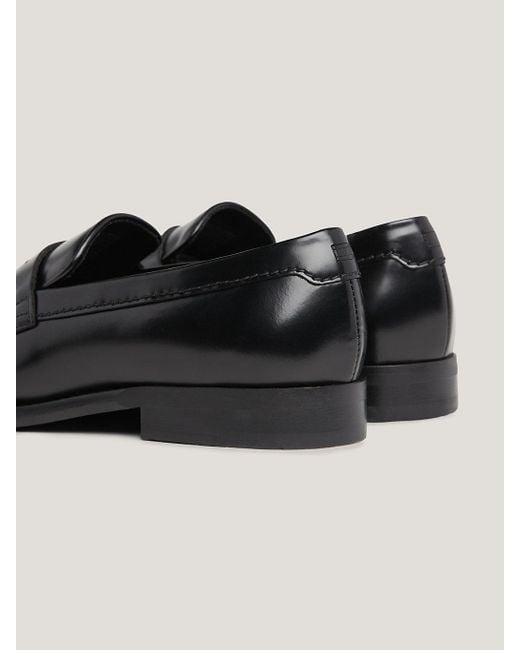 Tommy Hilfiger Black Stitched Patent Leather Loafers for men