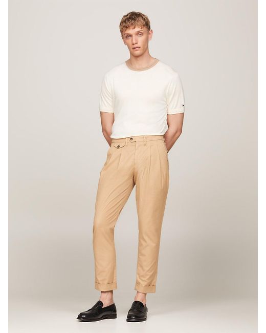 Tommy Hilfiger Natural Pleated Regular Fit Formal Trousers for men