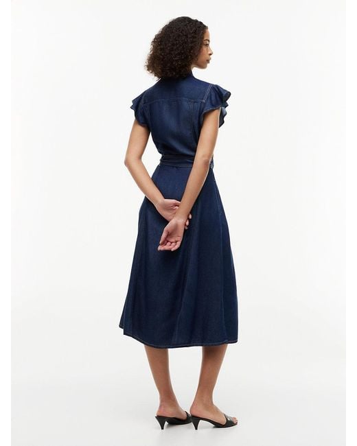 Tommy Hilfiger Blue Denim Fit And Flare Midi Dress
