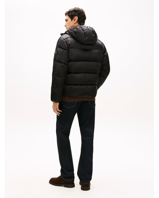 Tommy Hilfiger Black Th Crest Print Down Puffer Jacket for men