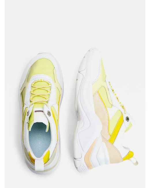 Tommy Hilfiger Synthetisch Chunky Sneaker Met Sleehak in het Geel - Lyst