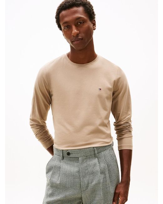 T-Shirt Slim Fit A Maniche Lunghe di Tommy Hilfiger in Multicolor da Uomo