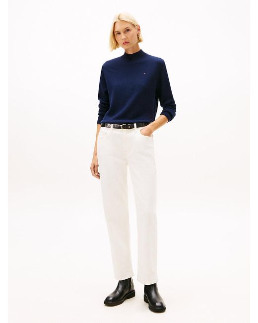 Pullover A Lupetto Con Cashmere di Tommy Hilfiger in Blue