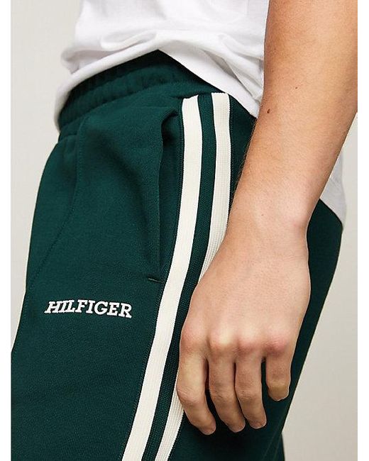 Joggers con cinta a contraste y monotipo Tommy Hilfiger de hombre de color Green