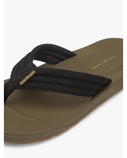 Tommy Hilfiger Black Padded Strap Contoured Footbed Flip-flops for men